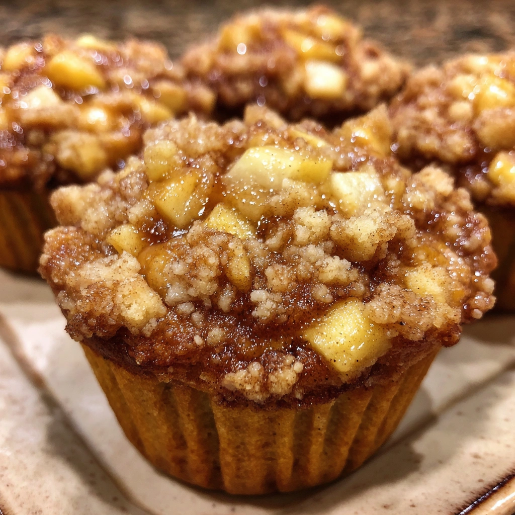 Muffins sliced open showing apple chunks inside