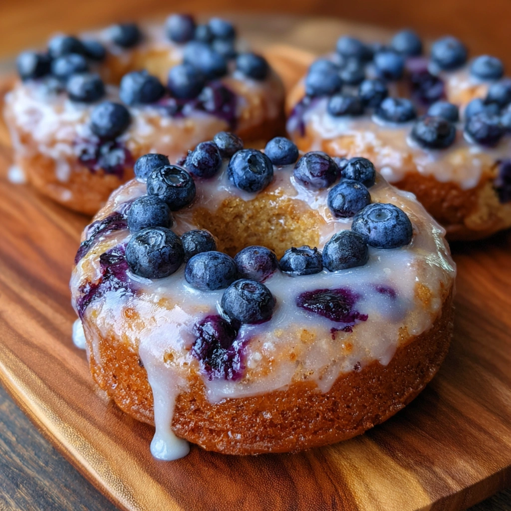 Close-up of donut with blueberries peeking through