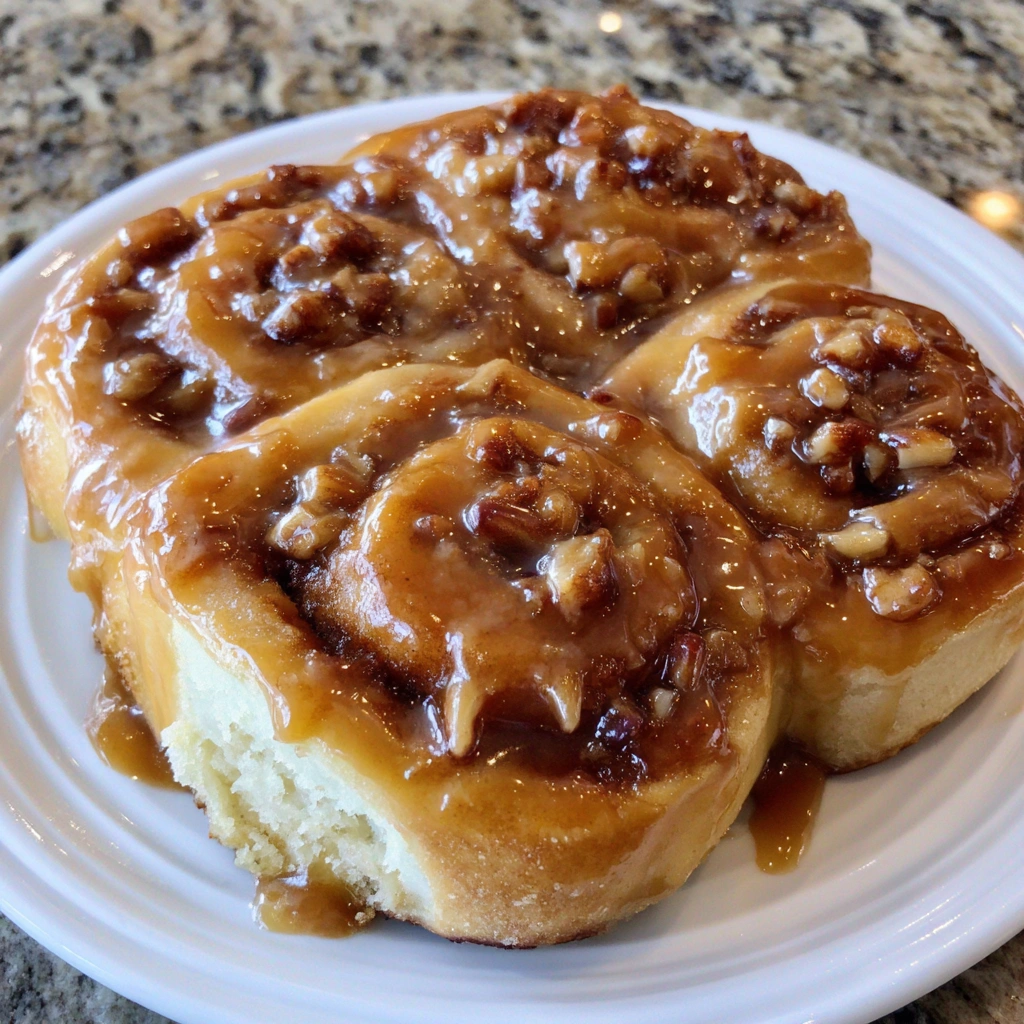 Cinnamon rolls in a baking dish fresh from the oven