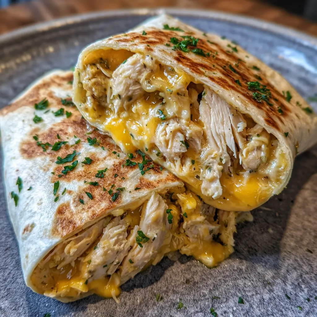 Cheesy Garlic Chicken Wraps