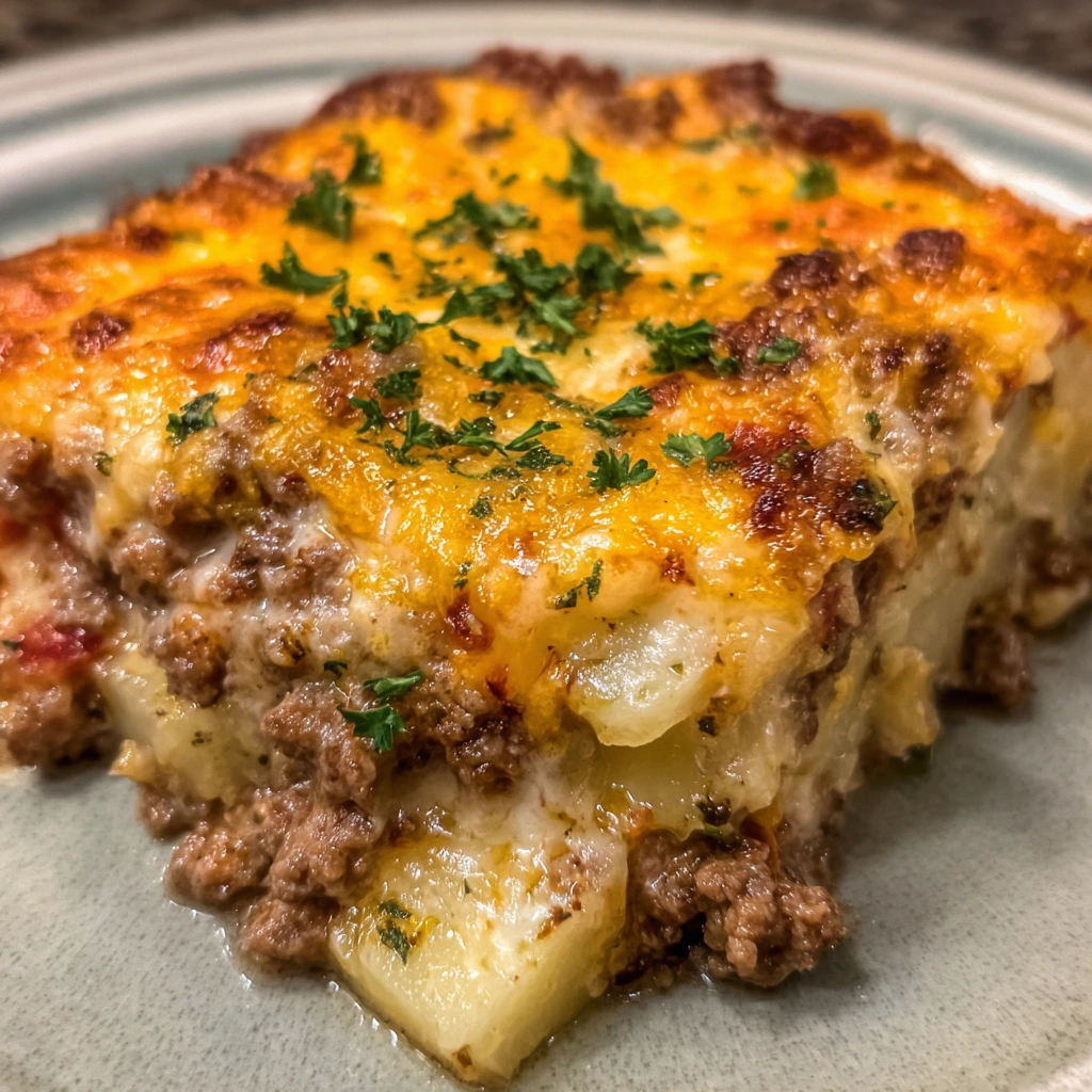 Cheesy Ground Beef and Potato Casserole