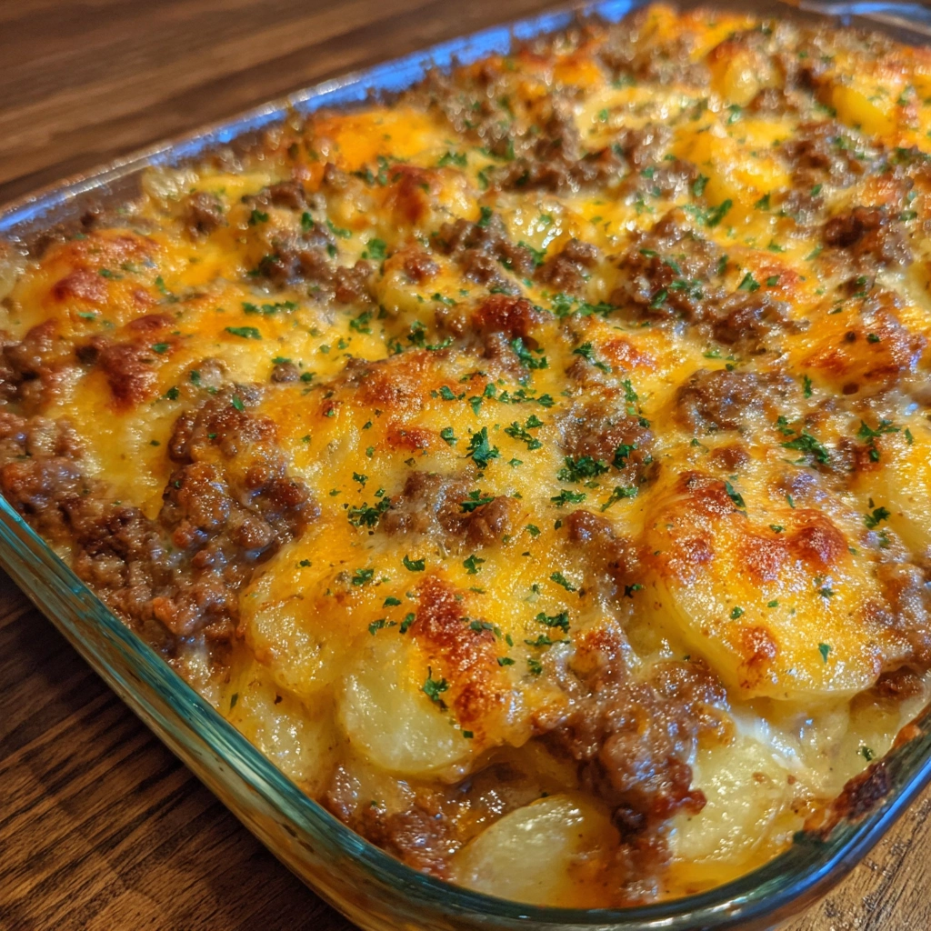 Cheesy Ground Beef and Potato Casserole