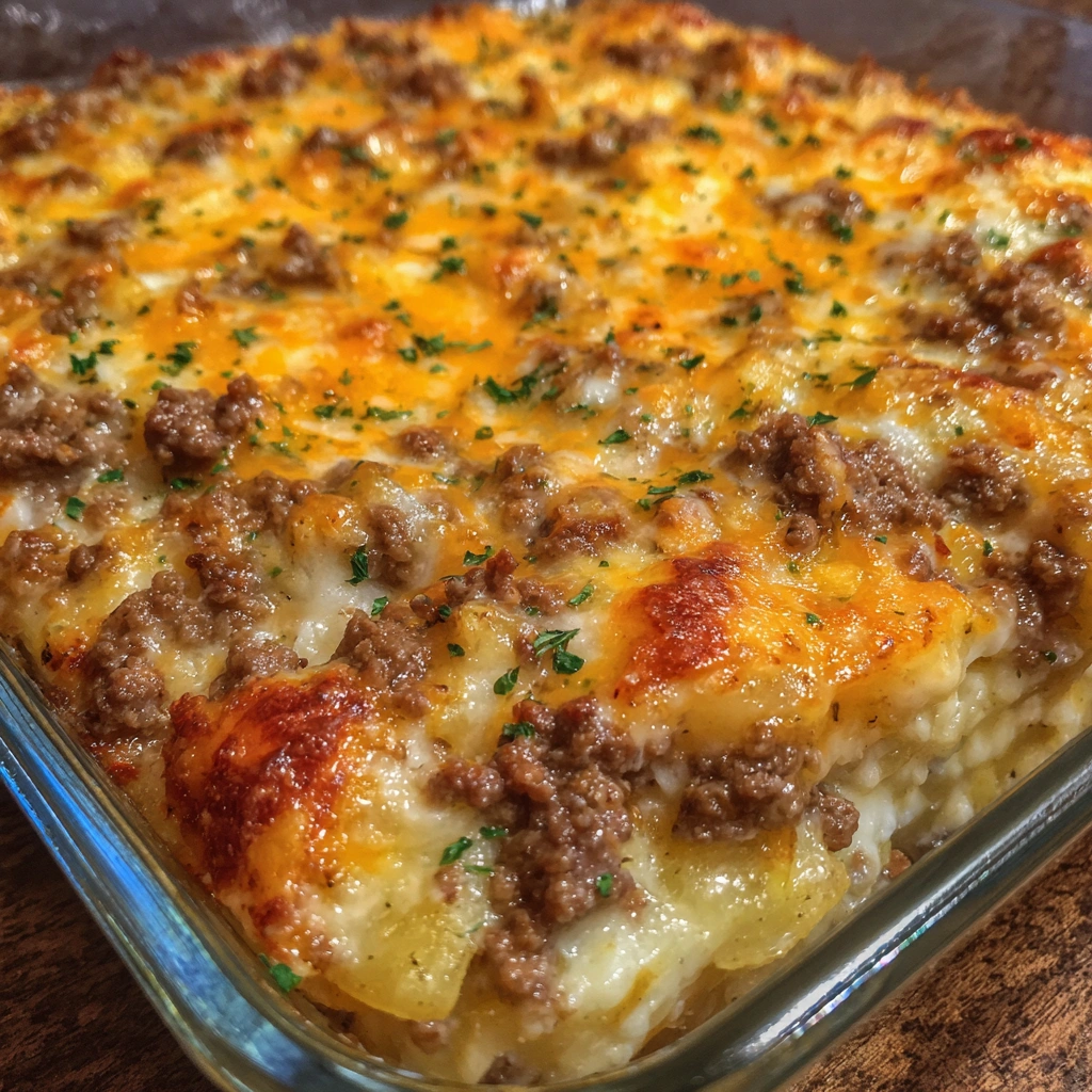 Cheesy Ground Beef and Potato Casserole
