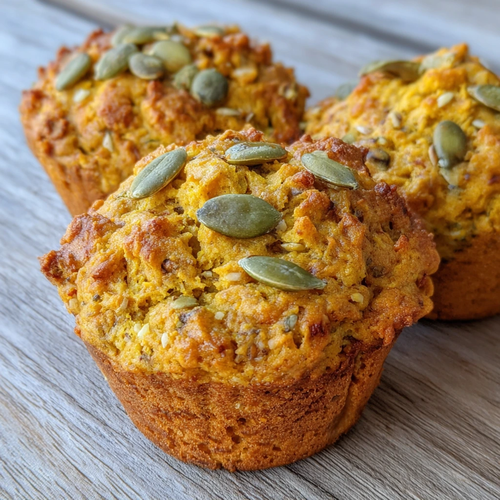 Hand holding a pumpkin muffin with a bite taken out.