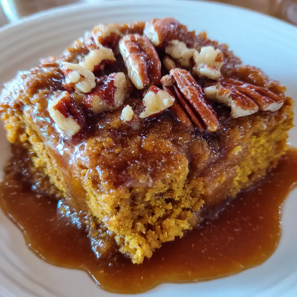 Overhead shot of cobbler with pecans and cinnamon topping