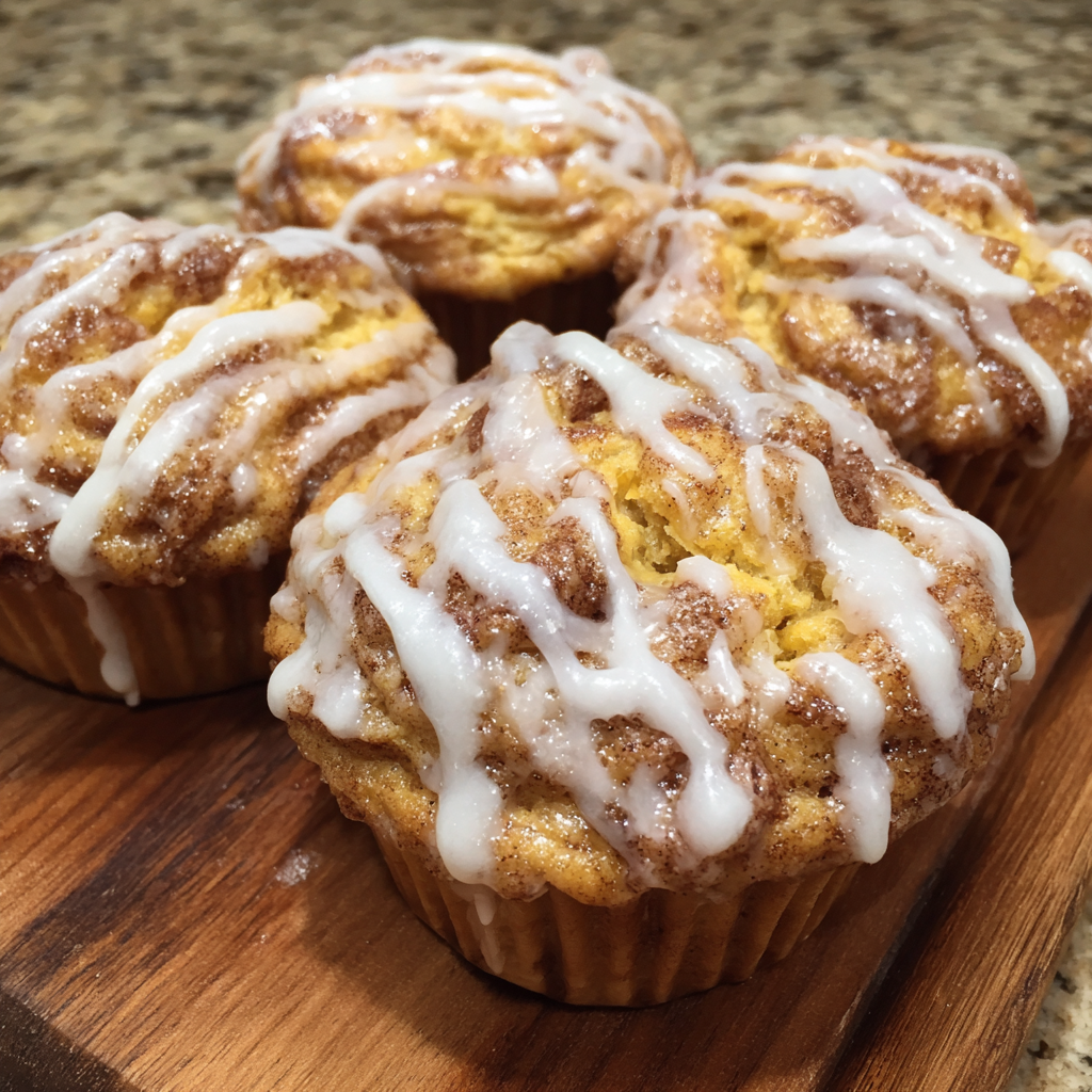 Muffins cooling on a rack with glaze dripping