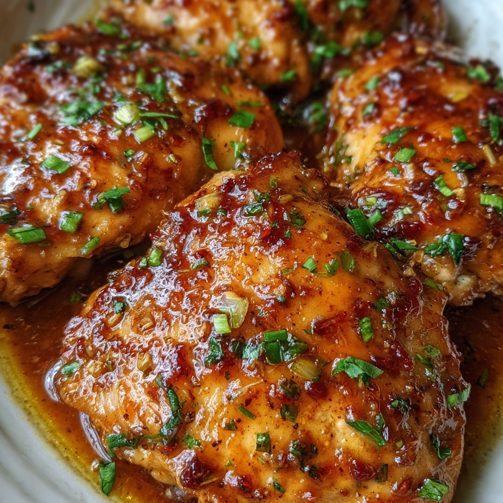 Slow cooker brown sugar garlic chicken served with rice and parsley.