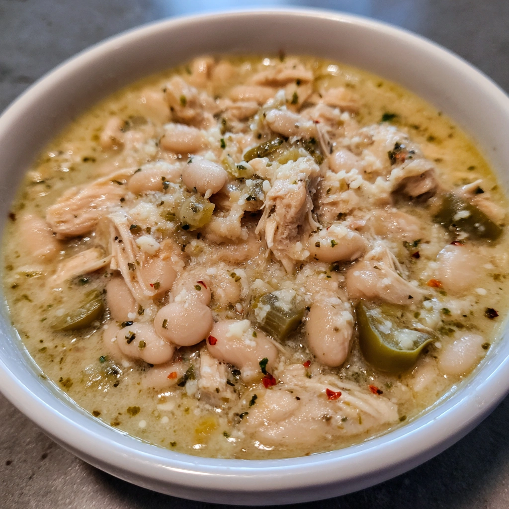 Close-up of White Chicken Chili