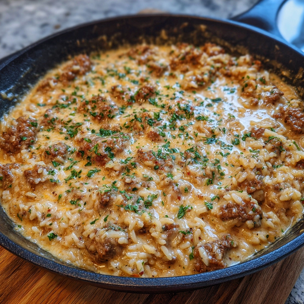 Garlic Butter Beef and Rice Skillet