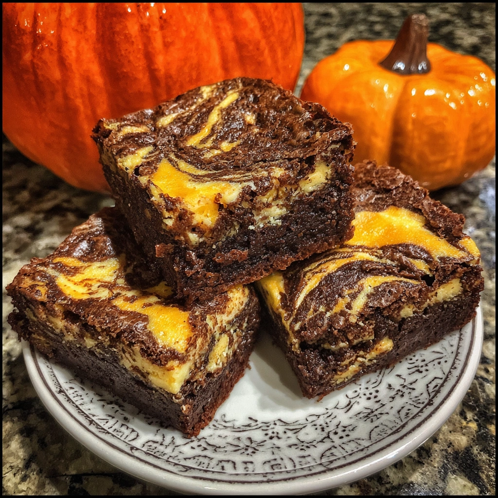 Close-up of Halloween Swirl Cream Cheese Brownies