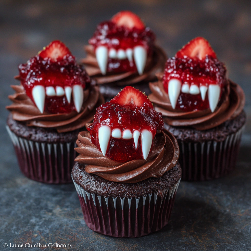 Halloween Vampire Bite Cupcakes