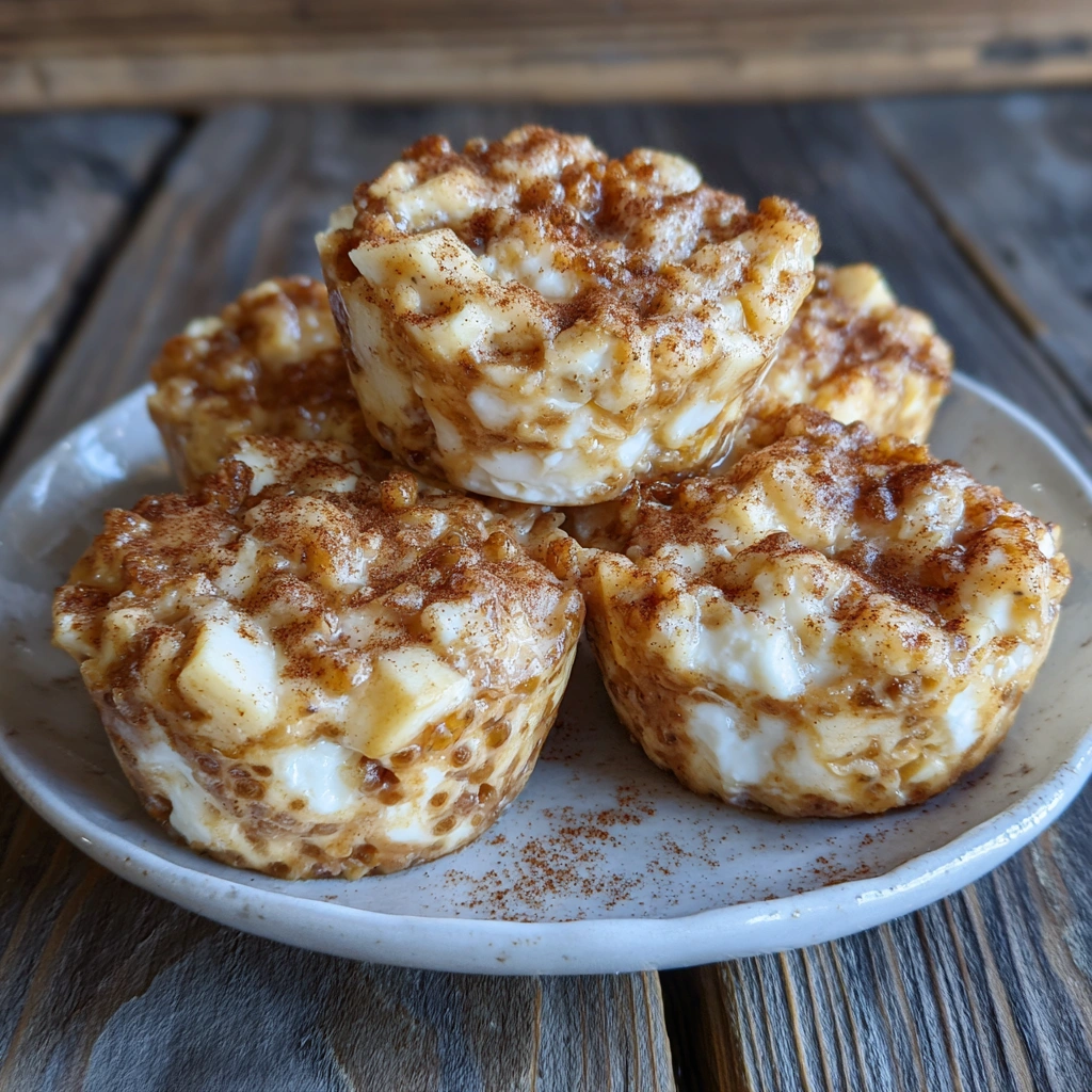 Close-up of creamy apple cottage cheese bites topped with granola