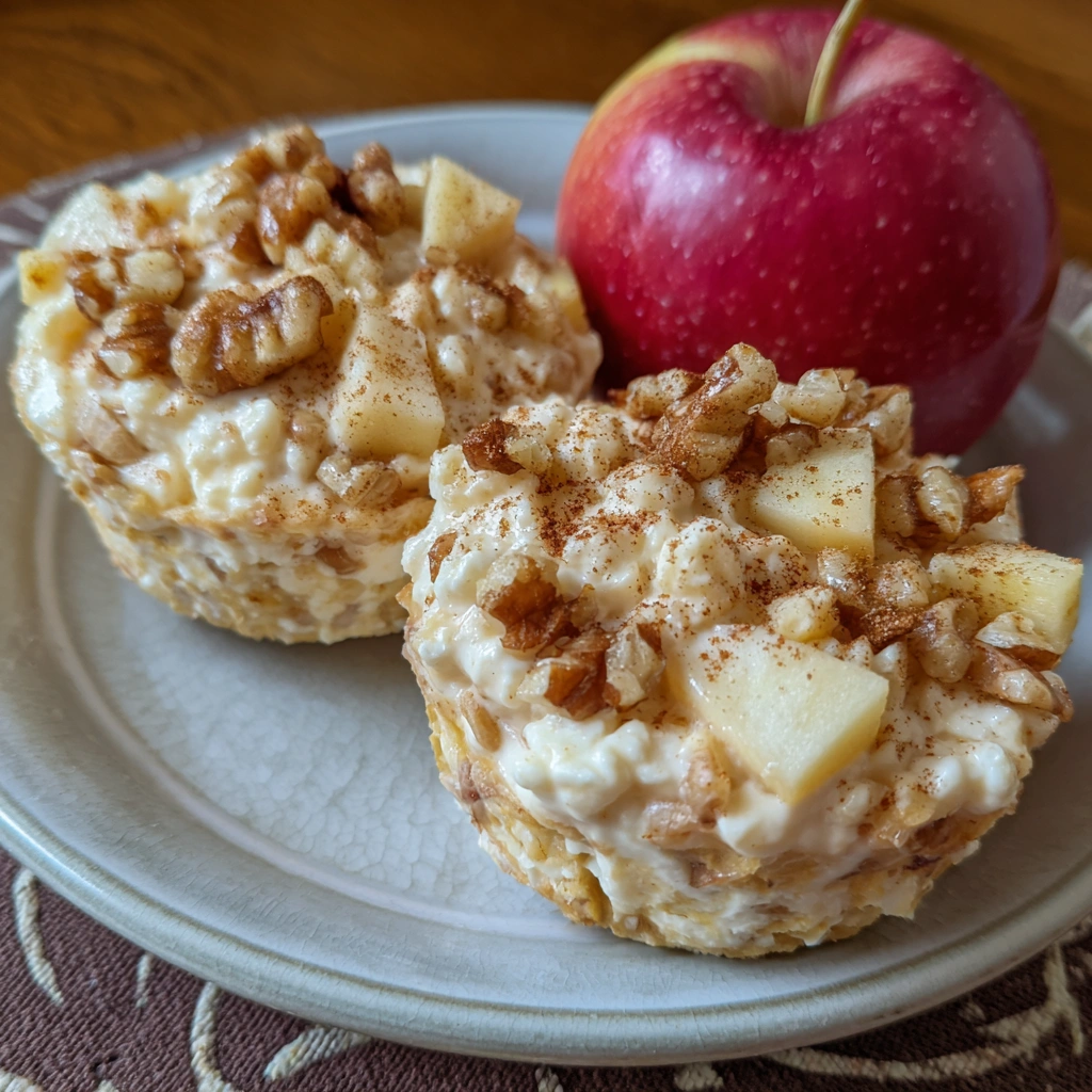 Apple cinnamon bites laid on parchment with a drizzle of honey