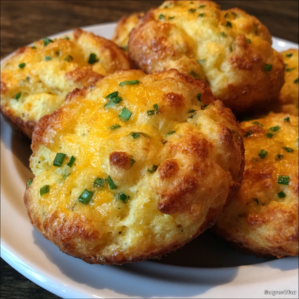 Plate of puffs with dipping sauce and garnish