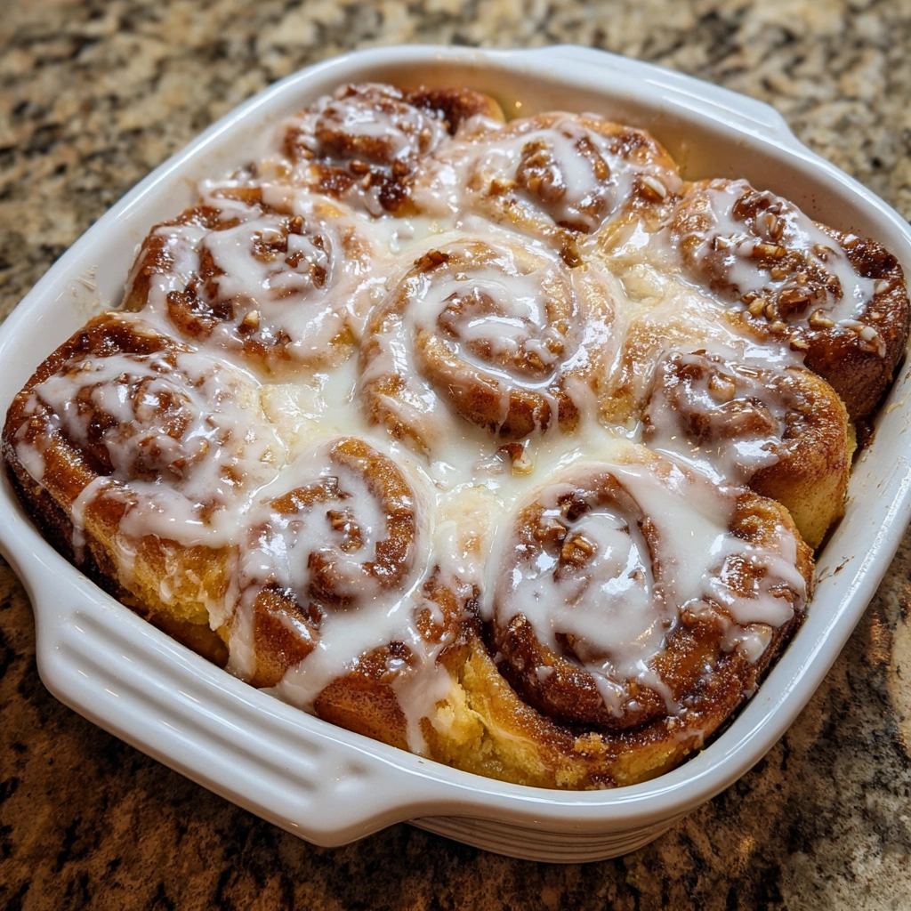 Fork lifting a gooey bite of pumpkin cinnamon roll bake