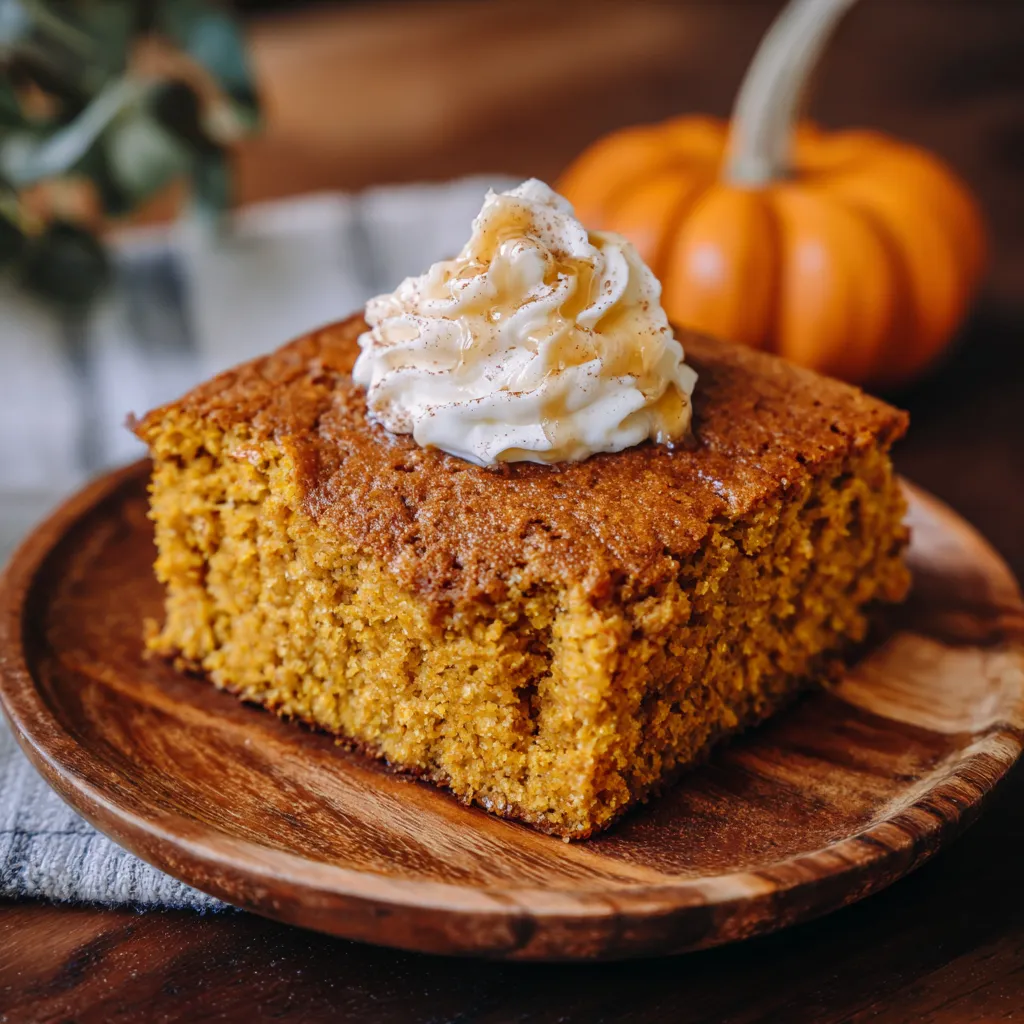 Golden pumpkin cornbread squares served with whipped cinnamon honey butter