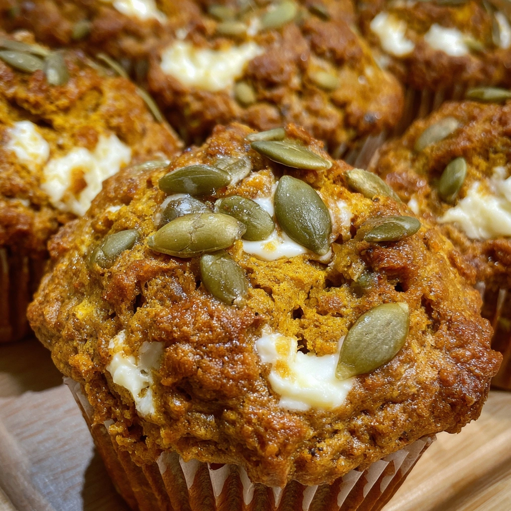 Close-up of muffin showing creamy center and spiced cake