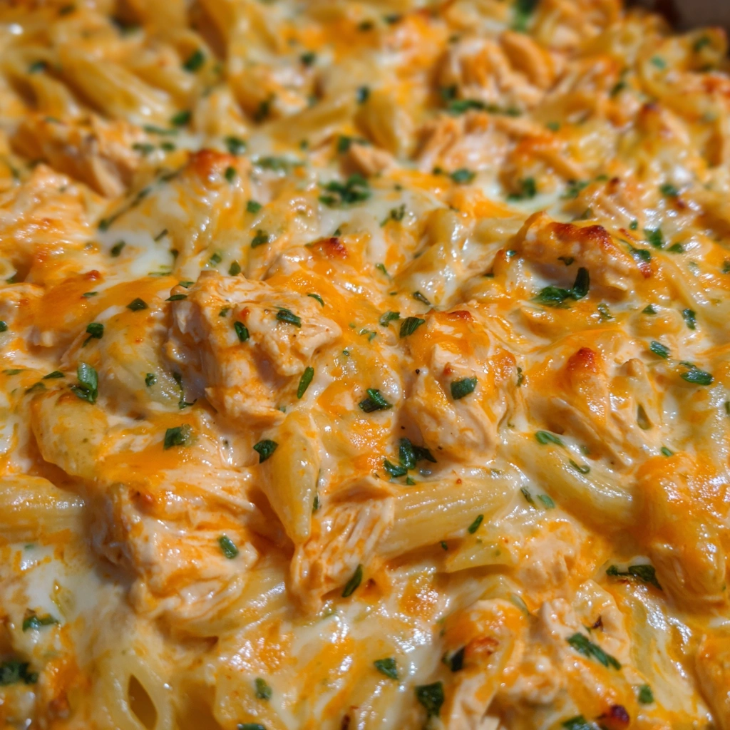Cheesy Buffalo Chicken Pasta Bake