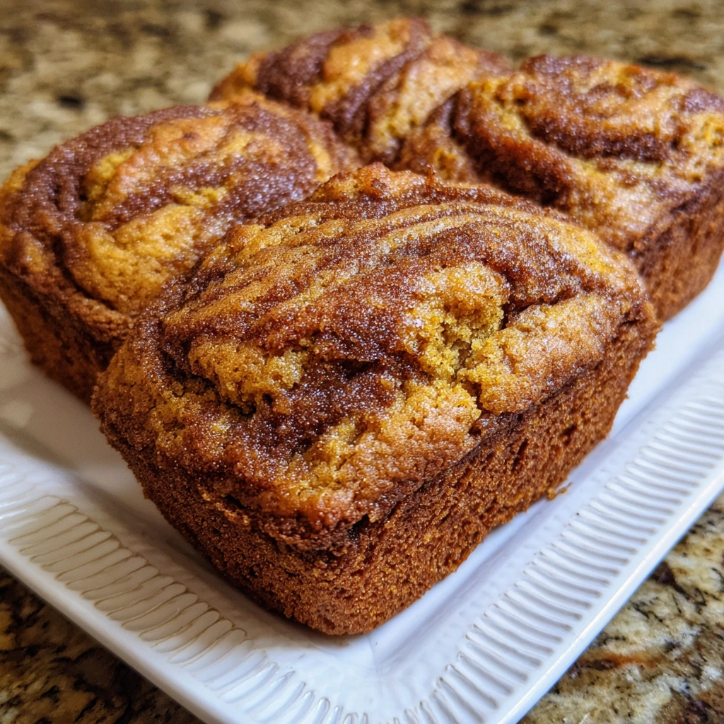Mini Pumpkin Bread with Cinnamon Swirl