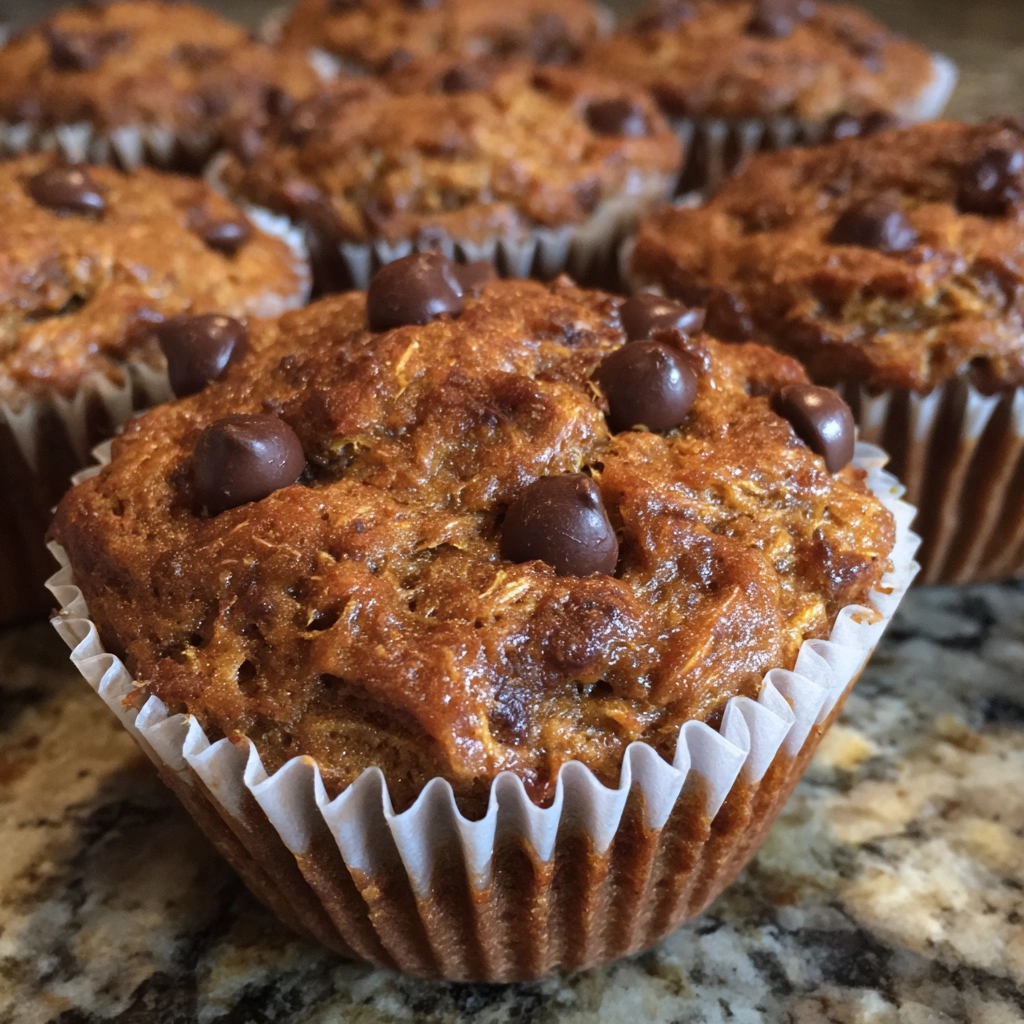 Pumpkin Chocolate Chip Muffins with Almond Butter