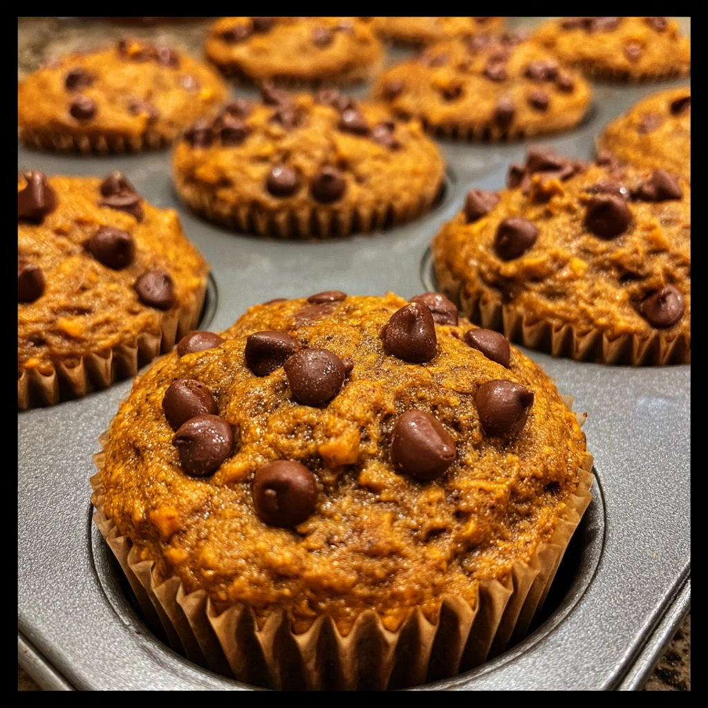Pumpkin Chocolate Chip Muffins with Almond Butter
