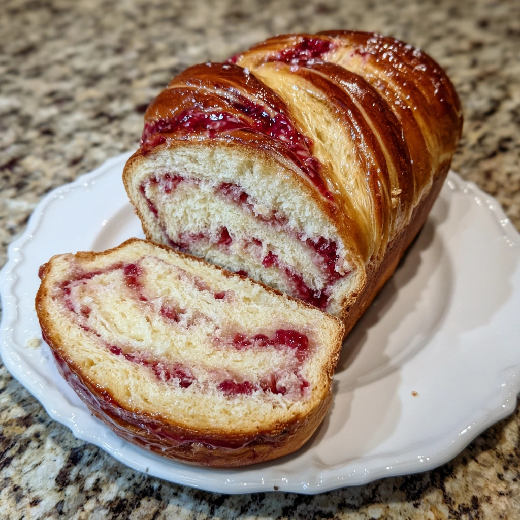 Raspberry Swirl Brioche Loaf