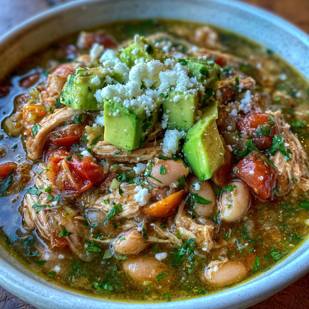Salsa Verde Chicken Chili with Fire Roasted Tomatoes