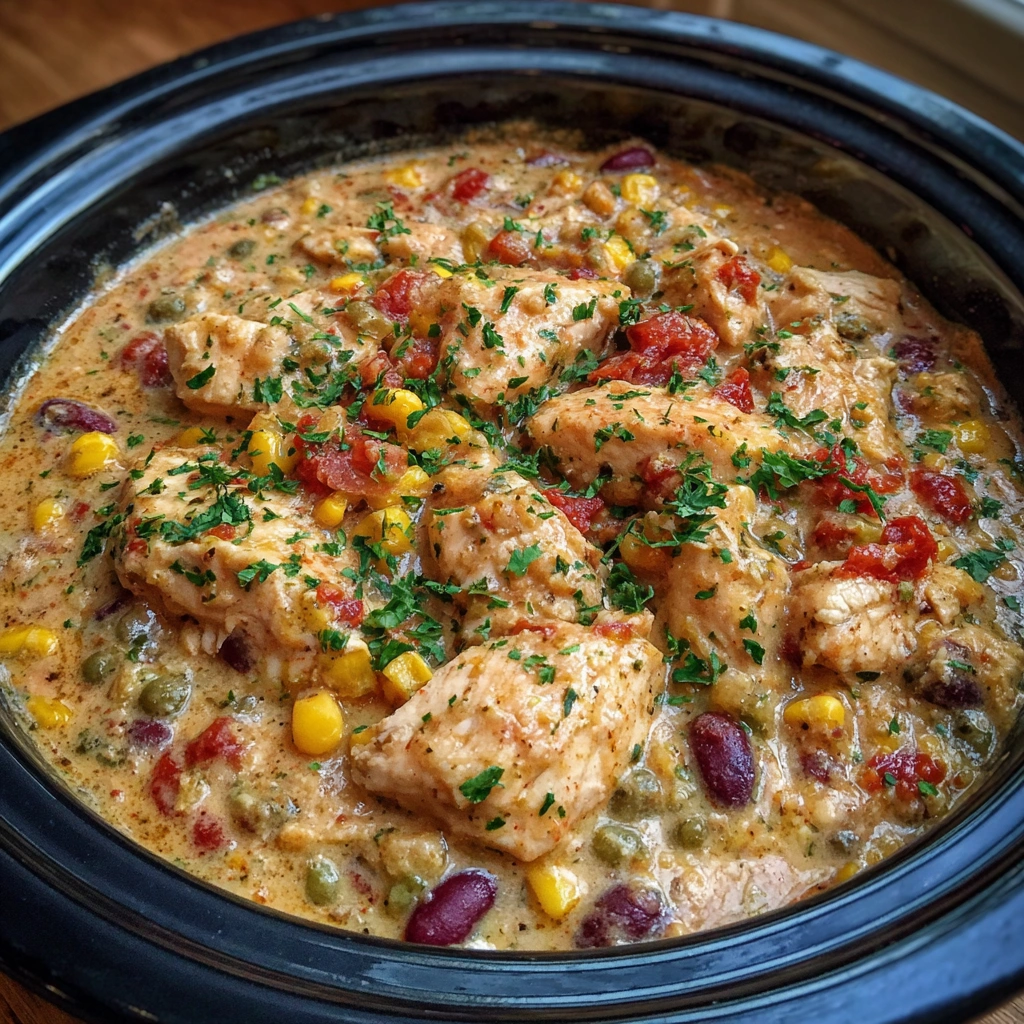 Slow Cooker Cream Cheese Crack Chicken Chili