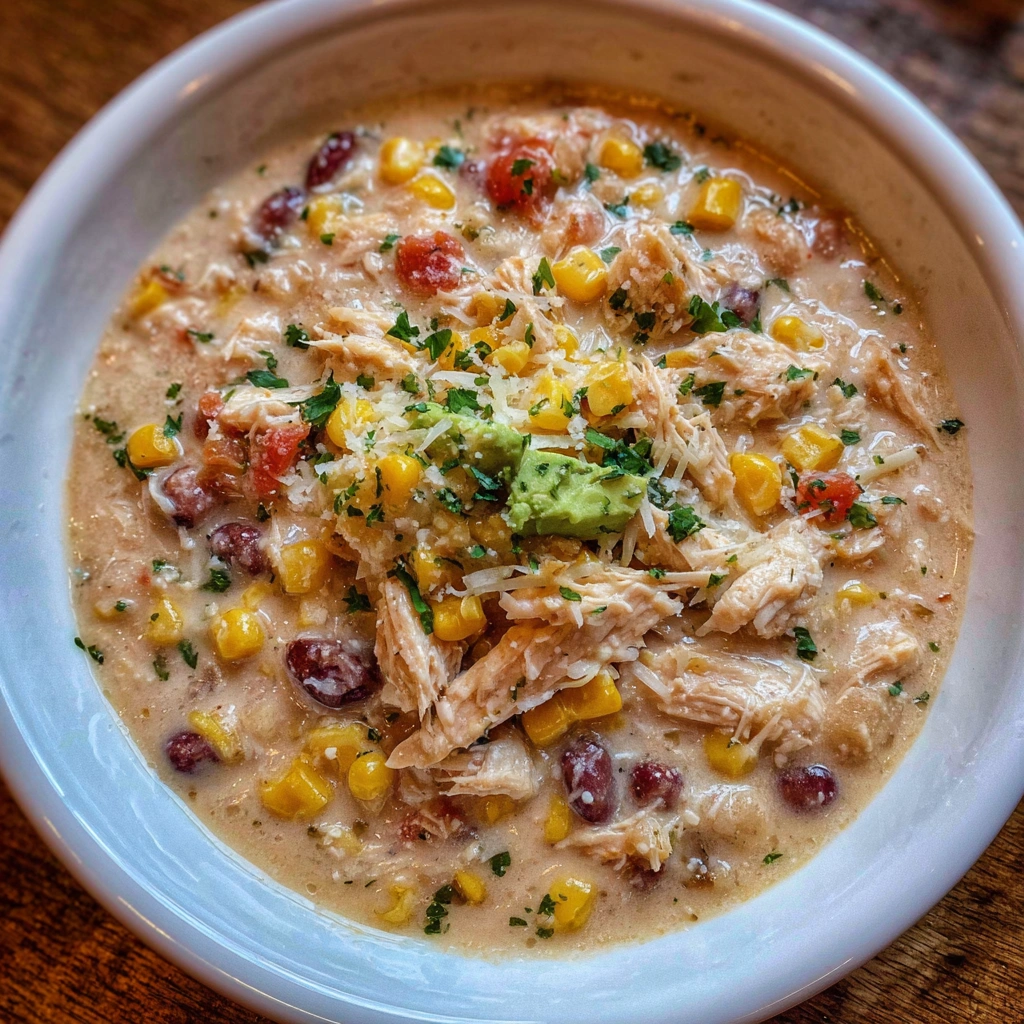 The Easiest Crockpot White Chicken Chili with Cream Cheese