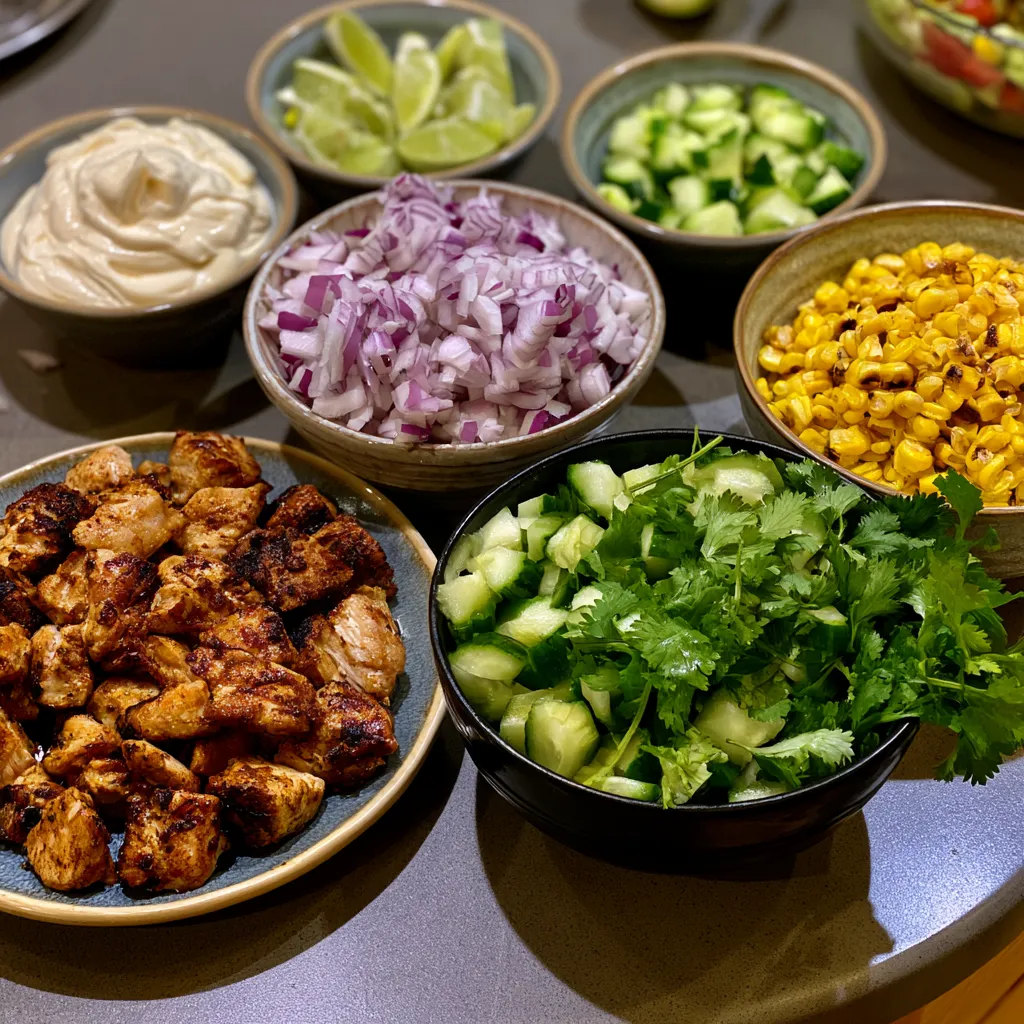 Street Corn Creamy Cucumber Chicken Salad
