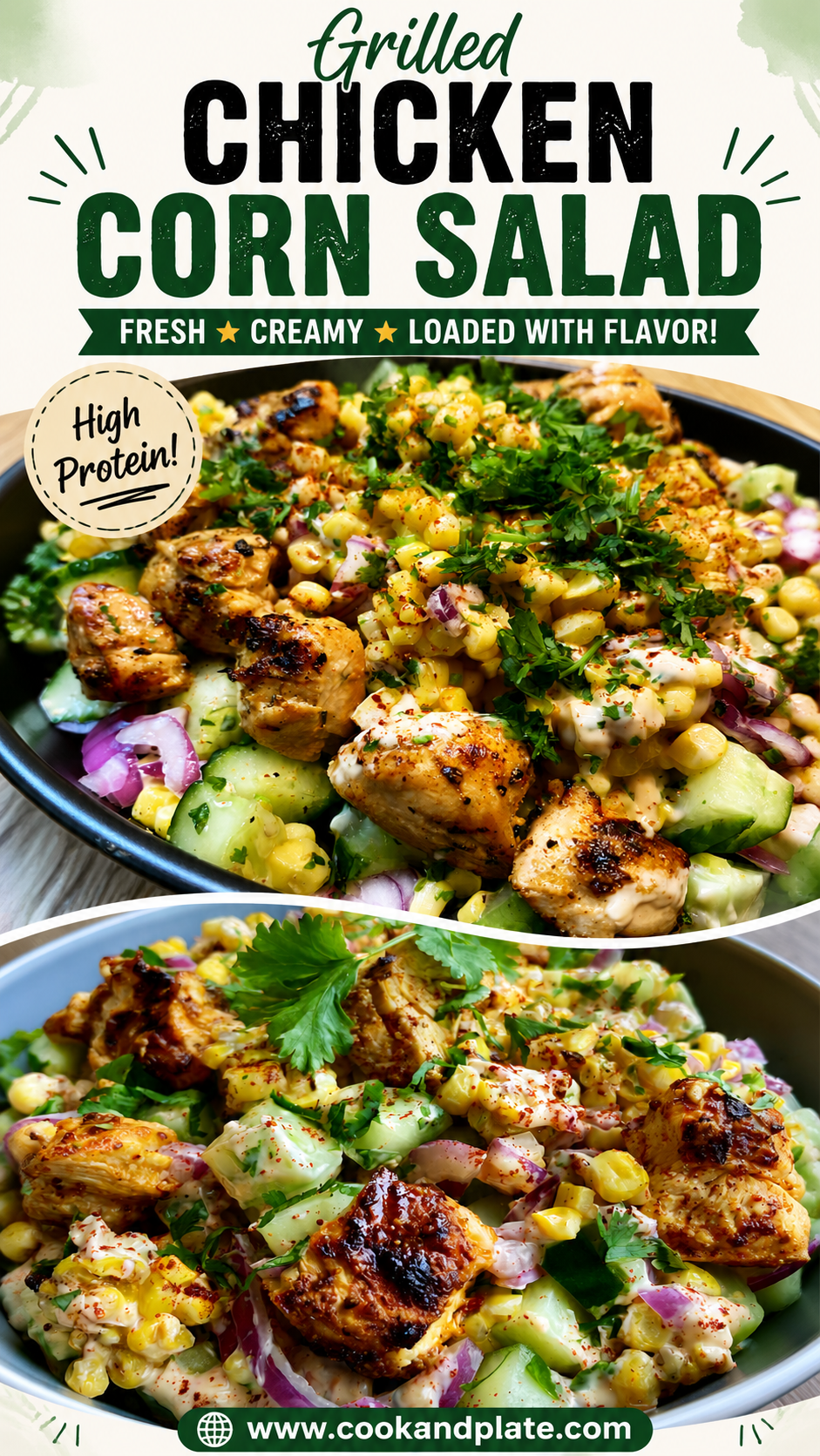 Street Corn Creamy Cucumber Chicken Salad
