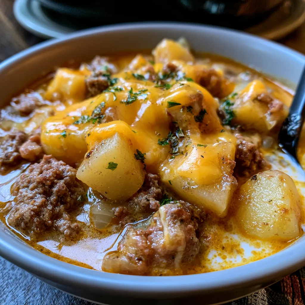 Cheesy Hamburger Potato Soup