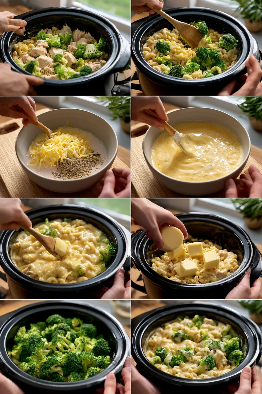 Creamy Crockpot Chicken Broccoli Mac