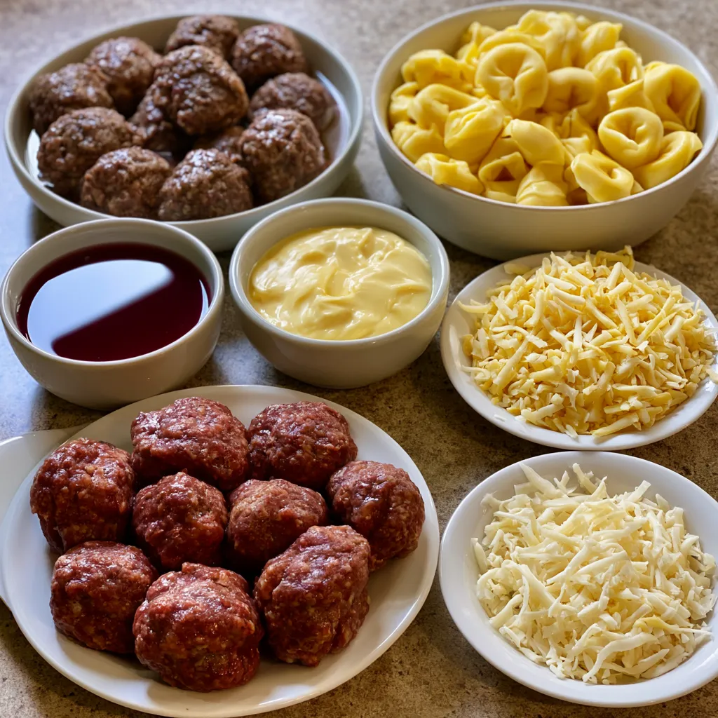Crock Pot Meatballs and Tortellini