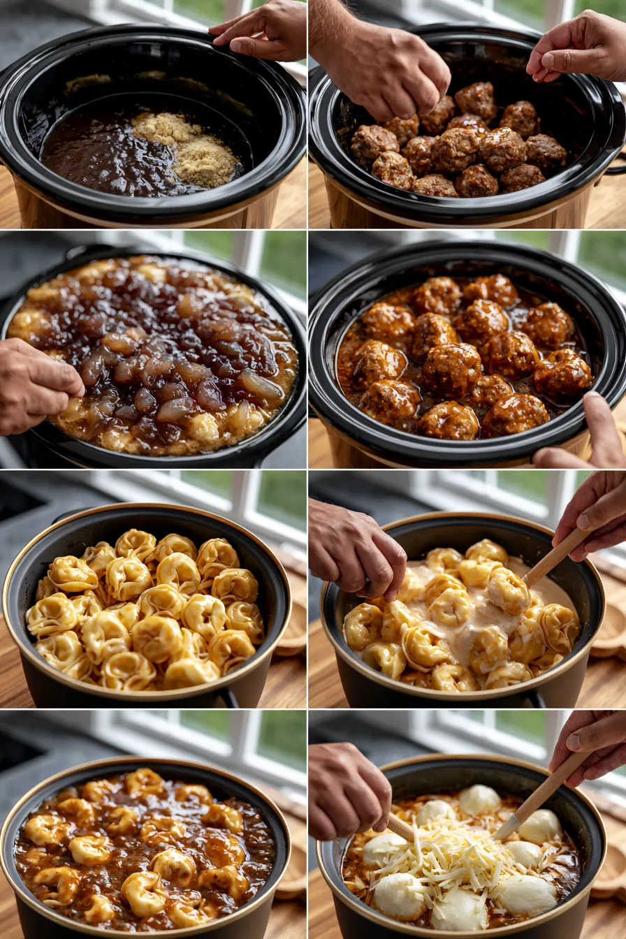 Crock Pot Meatballs and Tortellini