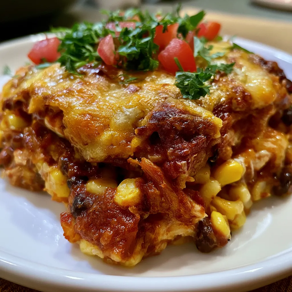 Crockpot Chicken Enchilada Casserole