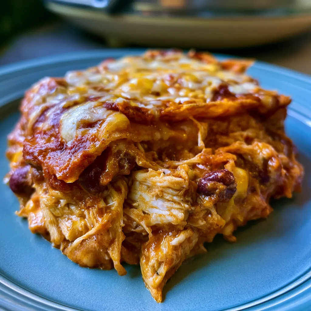Crockpot Chicken Enchilada Casserole