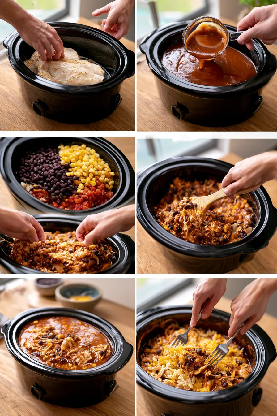 Crockpot Chicken Enchilada Casserole
