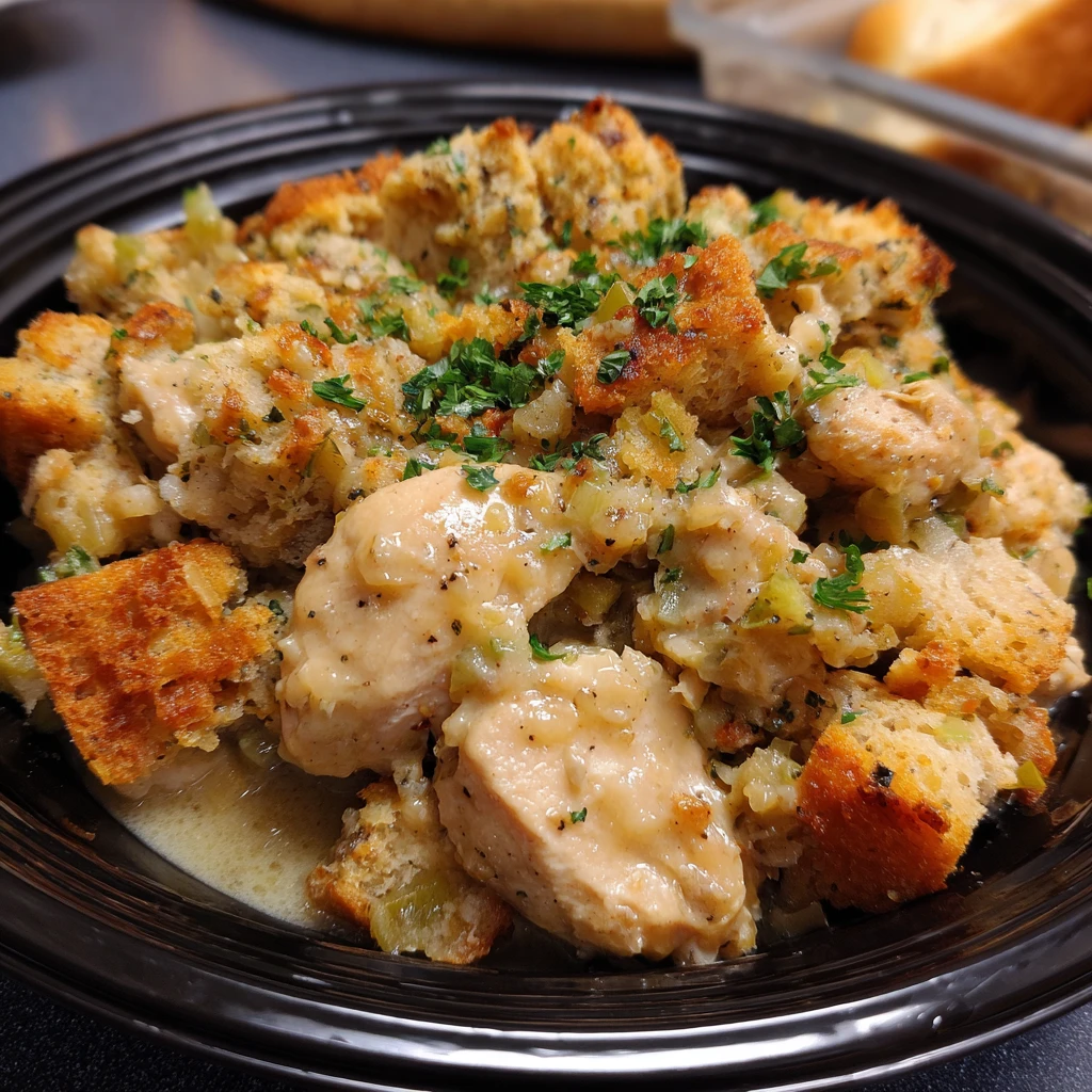 Crockpot Chicken and Stuffing Casserole