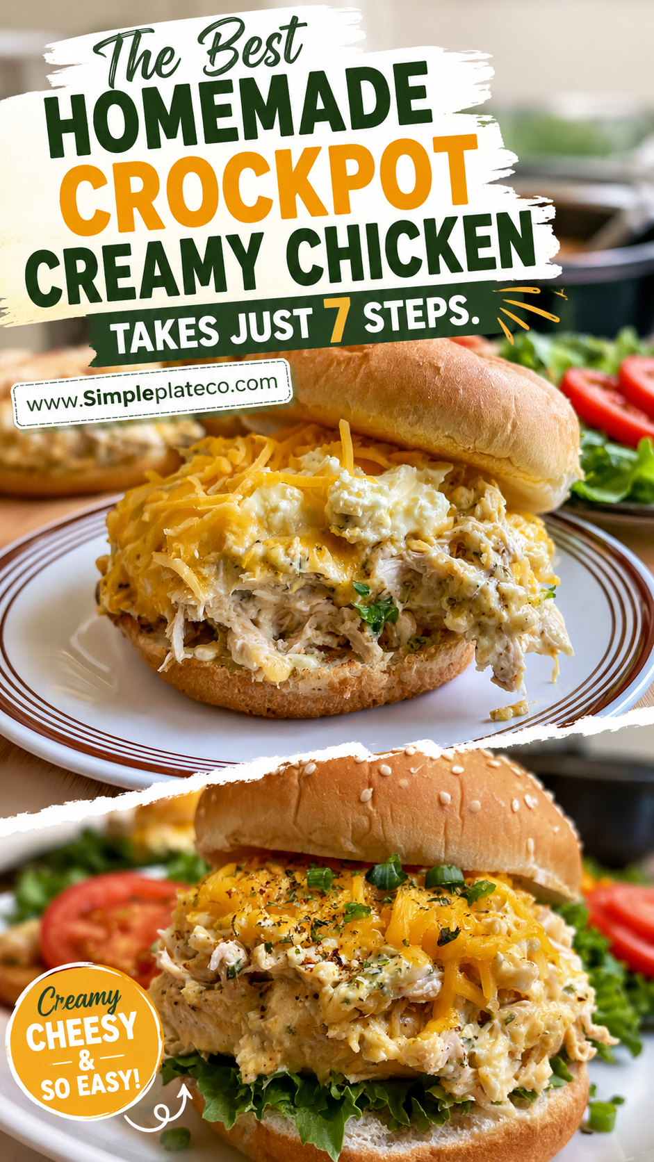 Crockpot Creamy Chicken Sandwiches