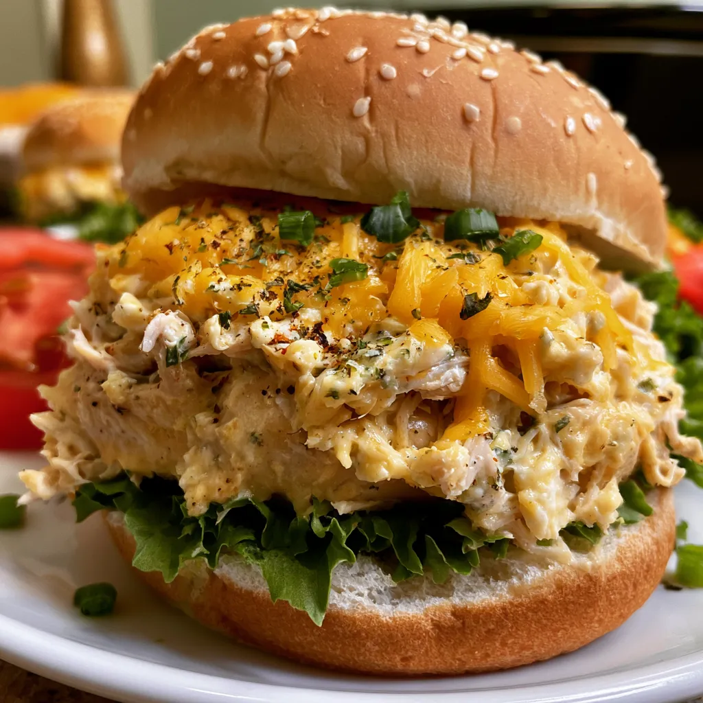 Crockpot Creamy Chicken Sandwiches