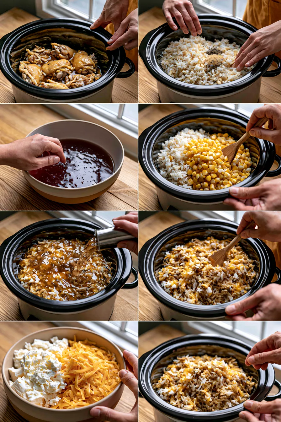 Slow Cooker Cheesy Chicken and Rice