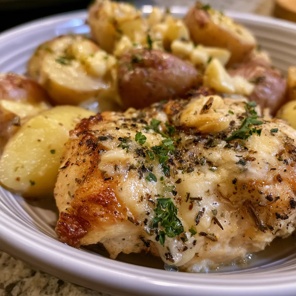 crockpot garlic parmesan chicken and potatoes
