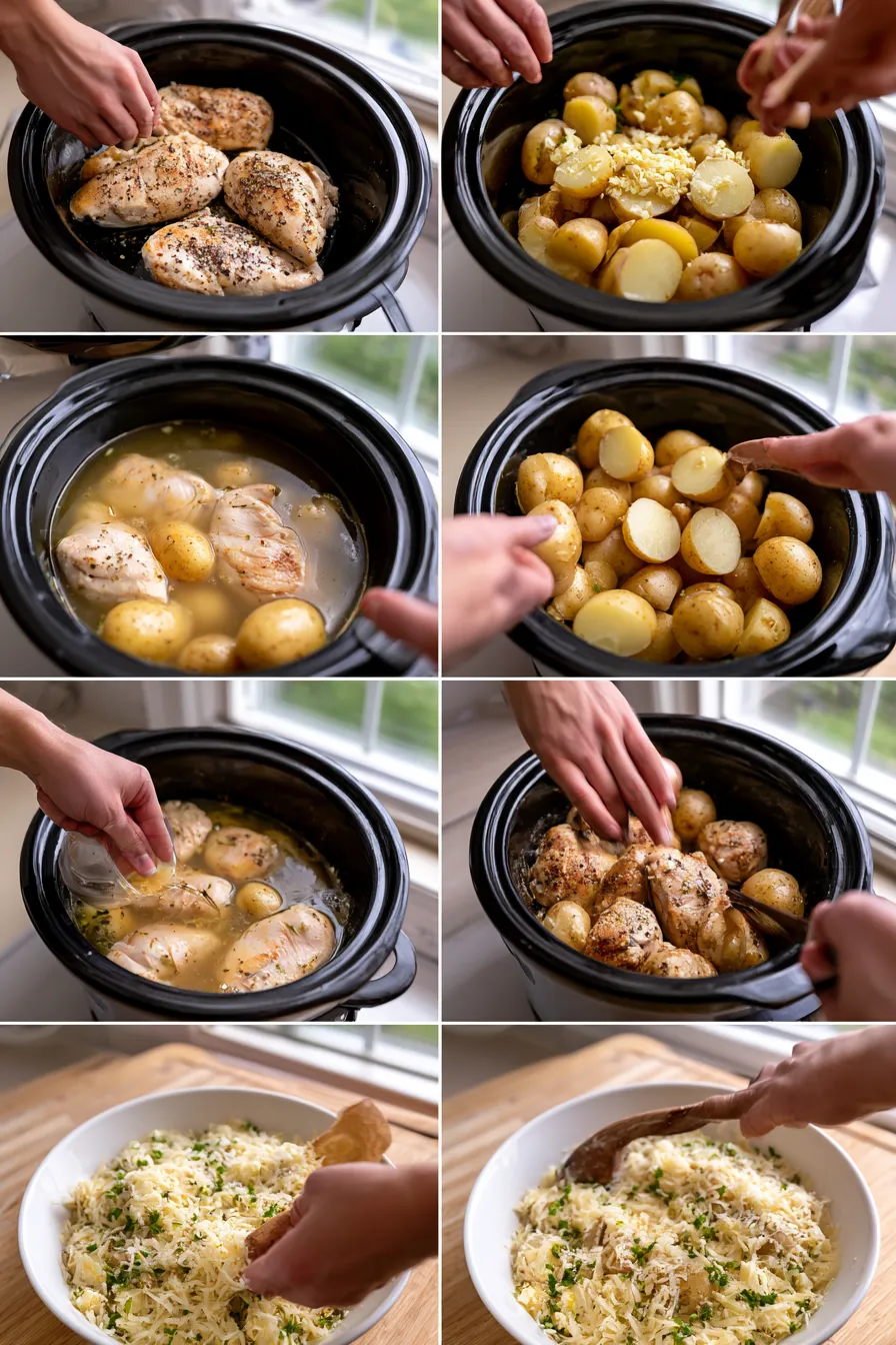 crockpot garlic parmesan chicken and potatoes