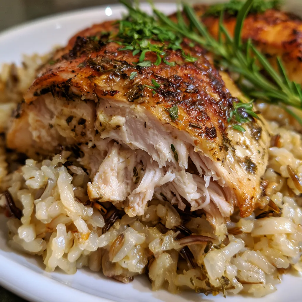 crockpot herb butter chicken and wild rice