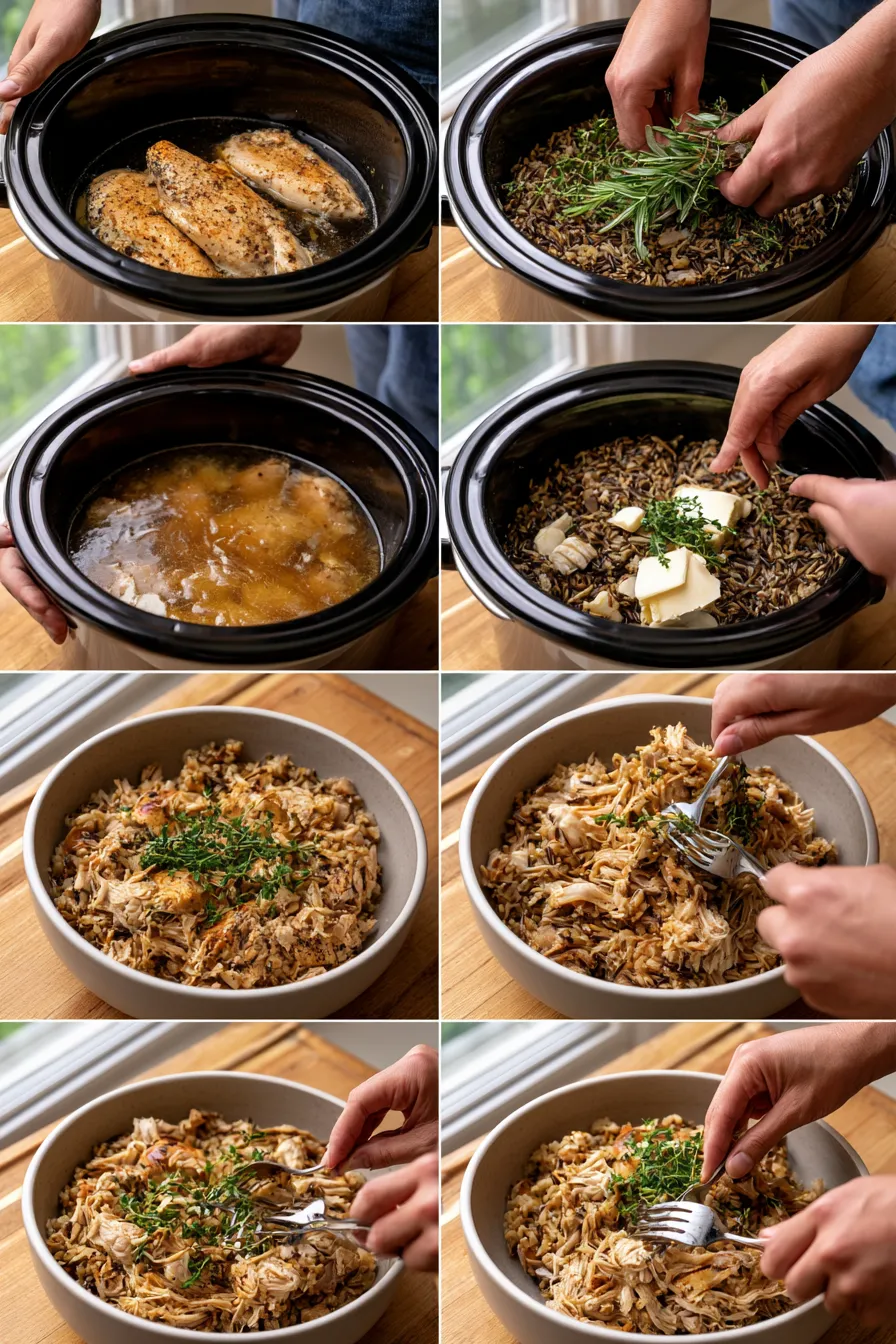 crockpot herb butter chicken and wild rice