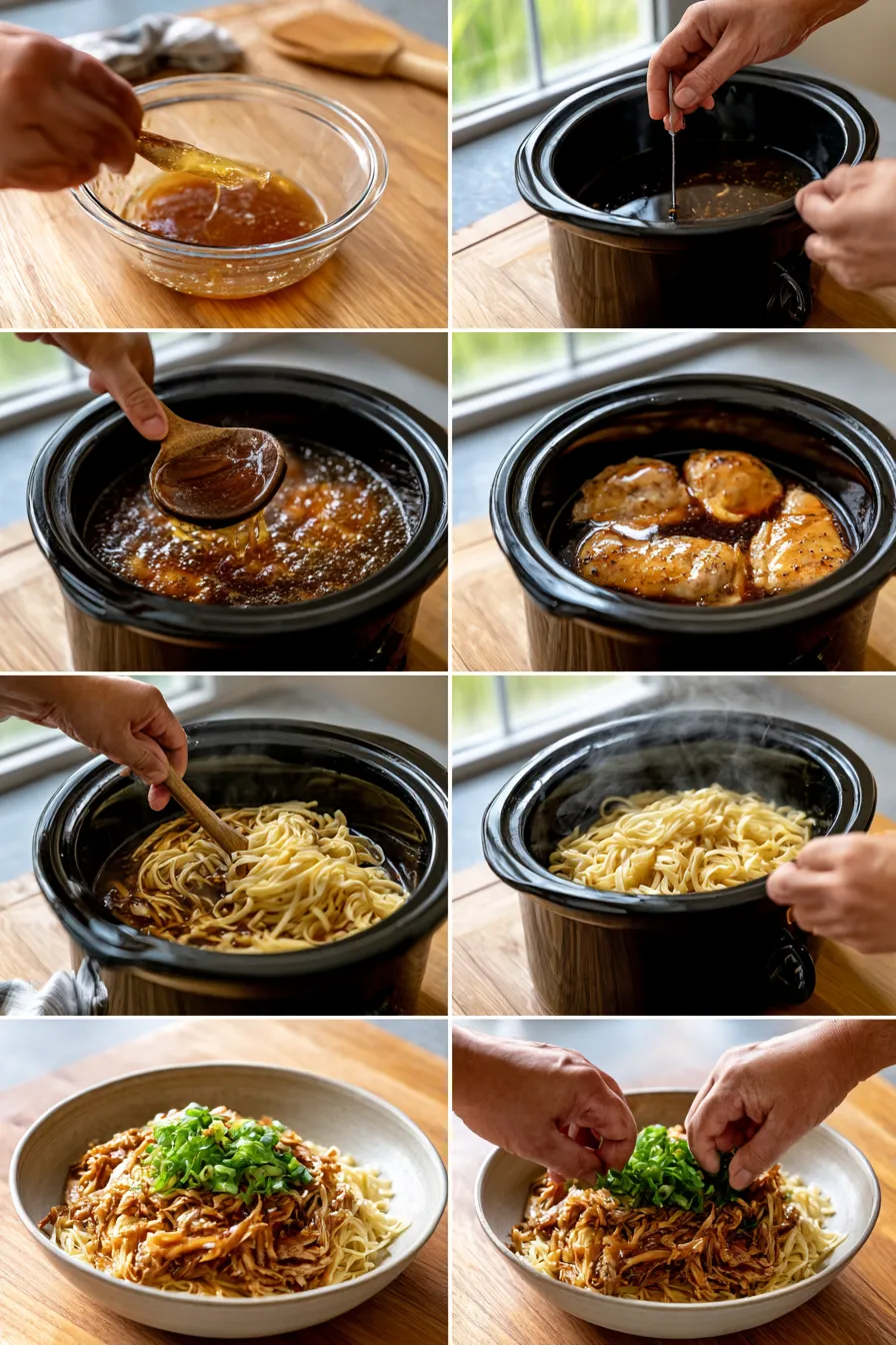 crockpot honey garlic chicken noodles
