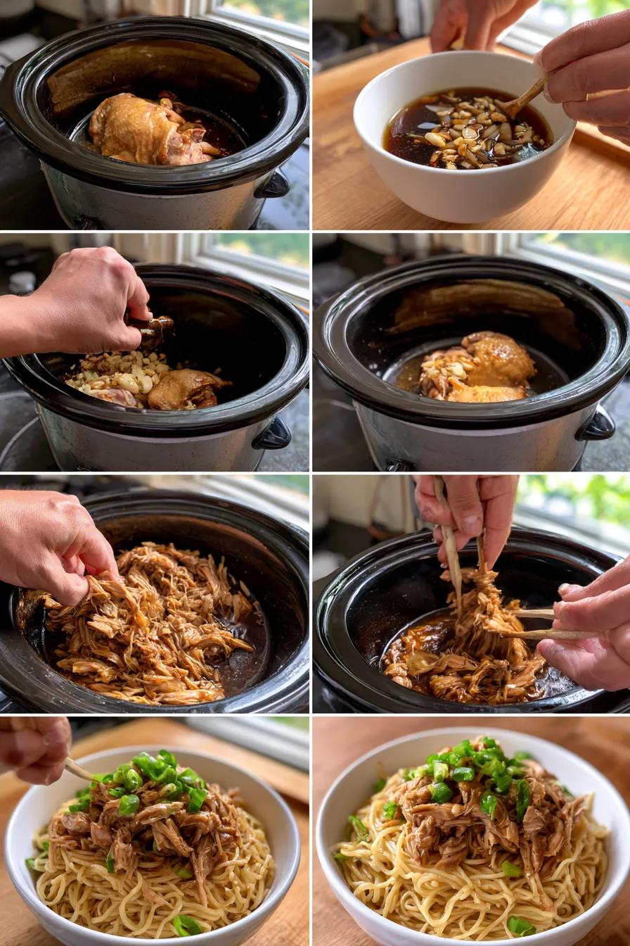 crockpot honey garlic chicken noodles