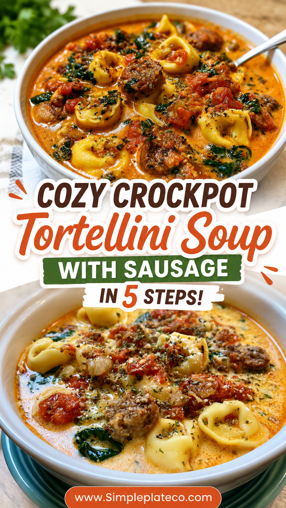 crockpot tortellini soup with sausage