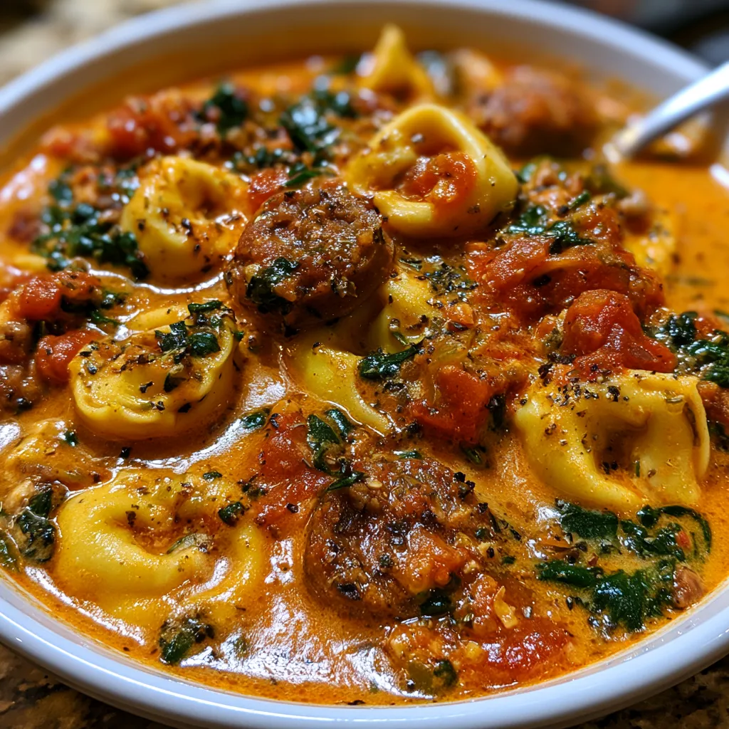 crockpot tortellini soup with sausage